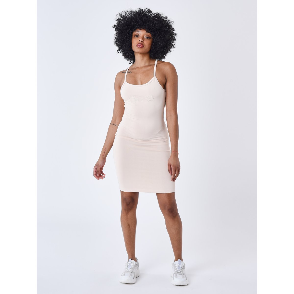 Robe à fines bretelles en lycra ivoire, PROJECT X