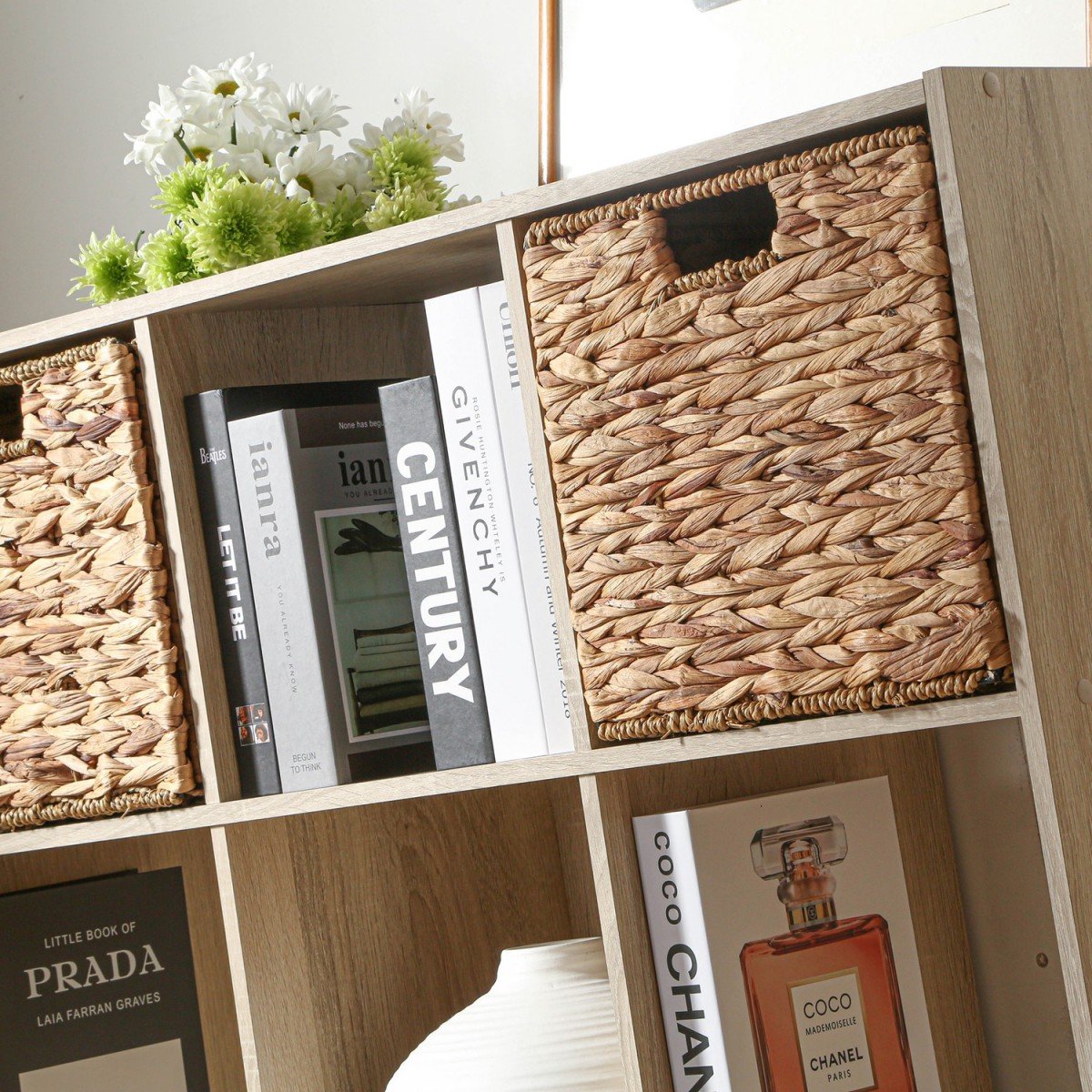 Etagère de rangement 9 cases bois clair, CALICOSY