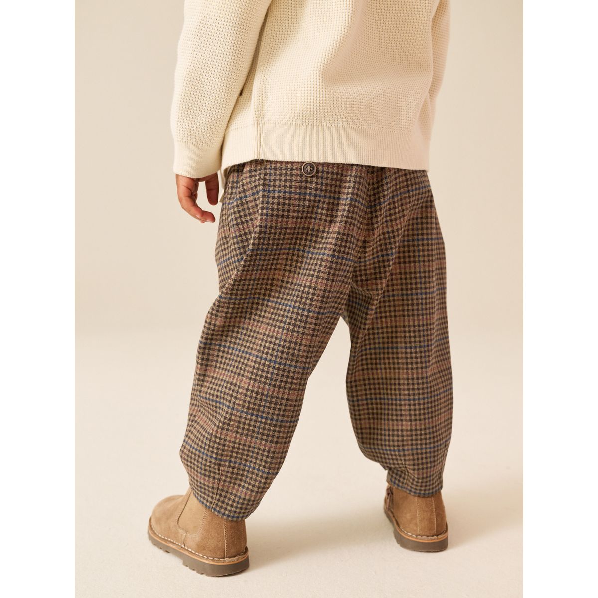 Pantalon habillé confortable carreaux marron fauve, NEXT