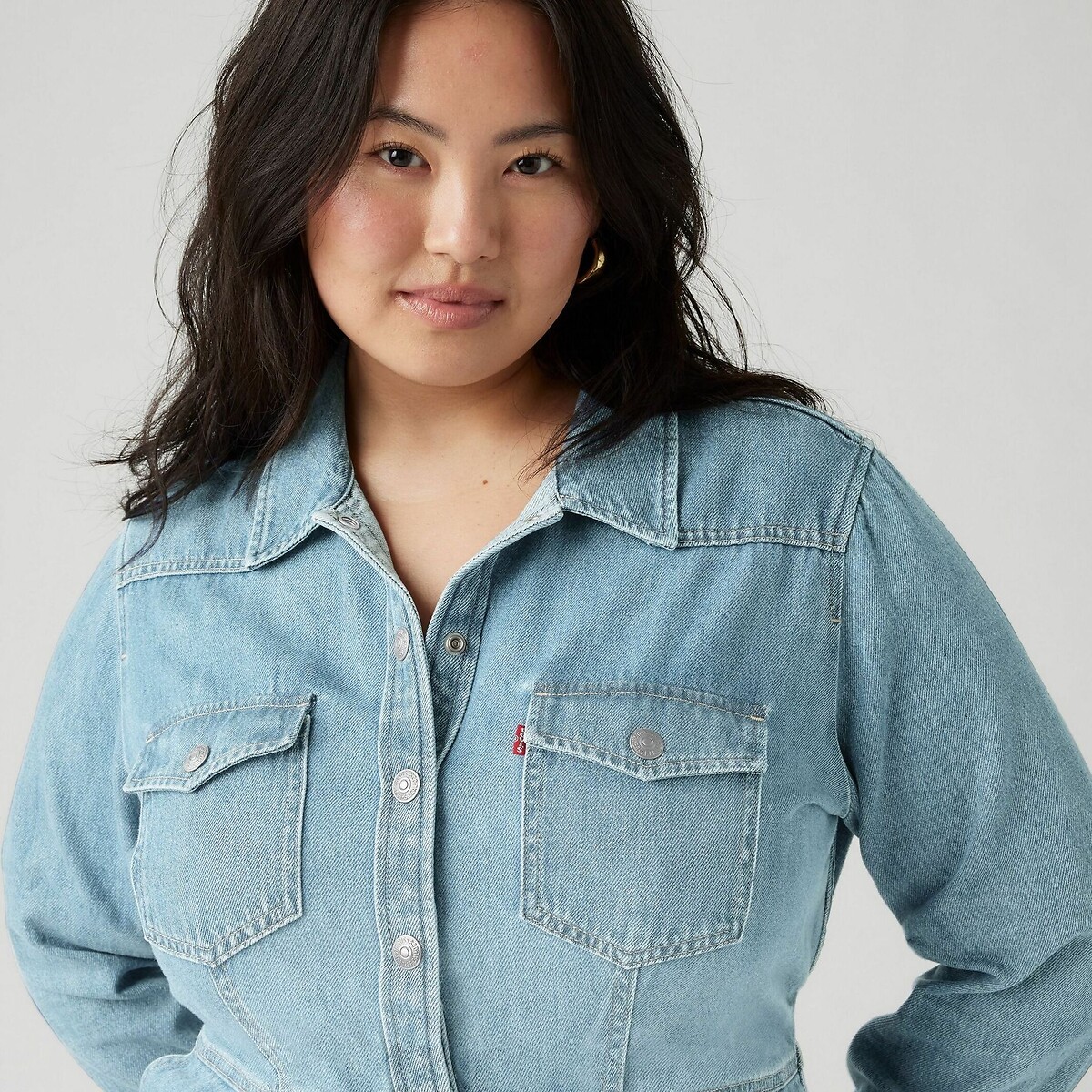 Vestido estilo camisa, em ganga plant pause, LEVI’S PLUS