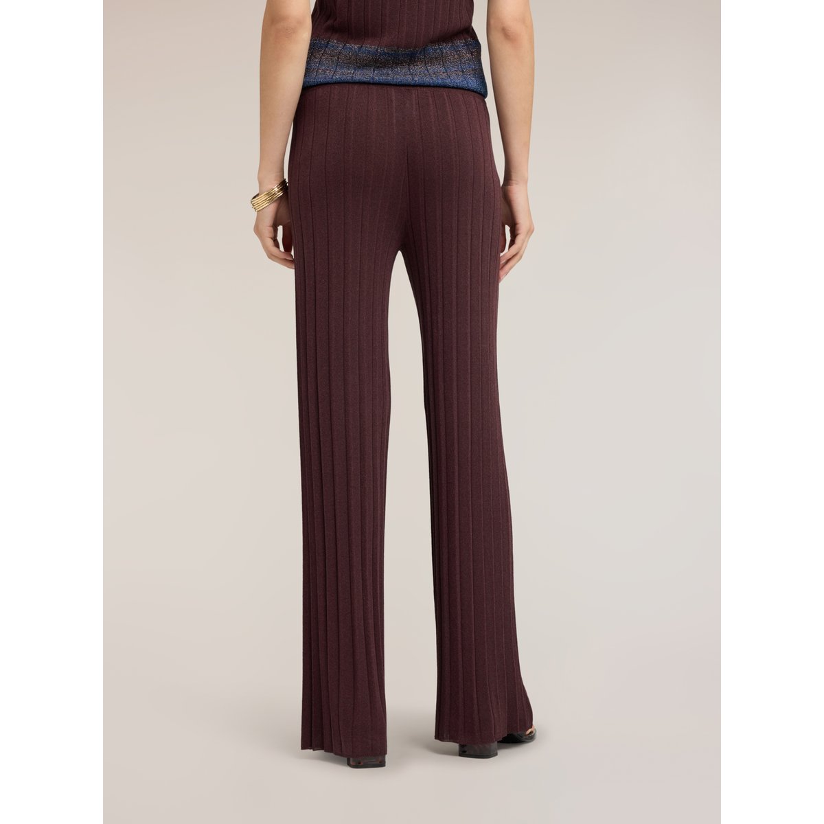 Pantalon palazzo plissé marron, MOTIVI