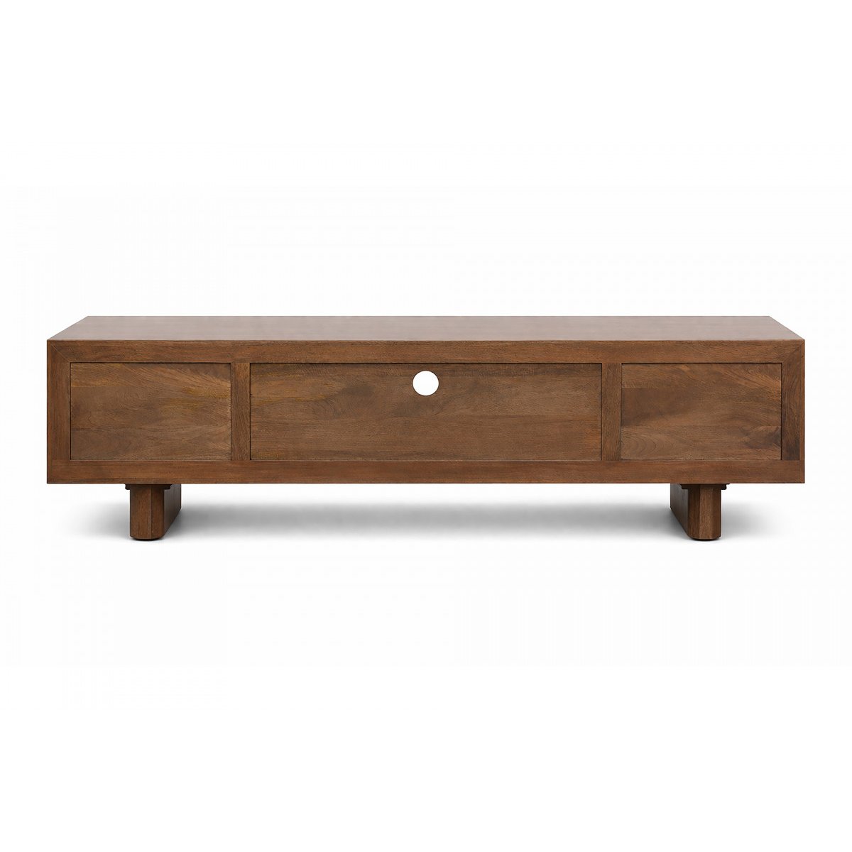 Meuble TV 200 cm bois massif, BELLECOUR marron foncé, BOBOCHIC