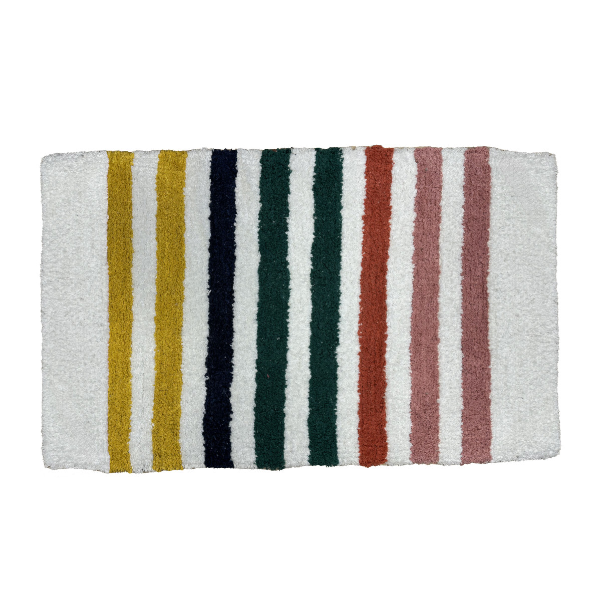 Tapis enfant doux à rayures SAMY blanc, GUY LEVASSEUR