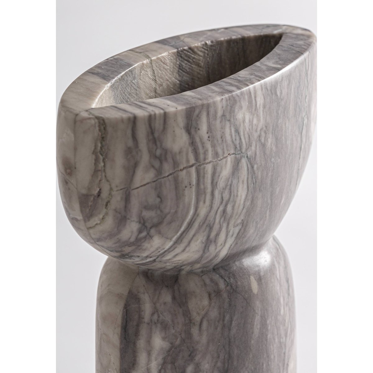 Vase en marbre veiné contemporain gris marbré, RECOLLECTION