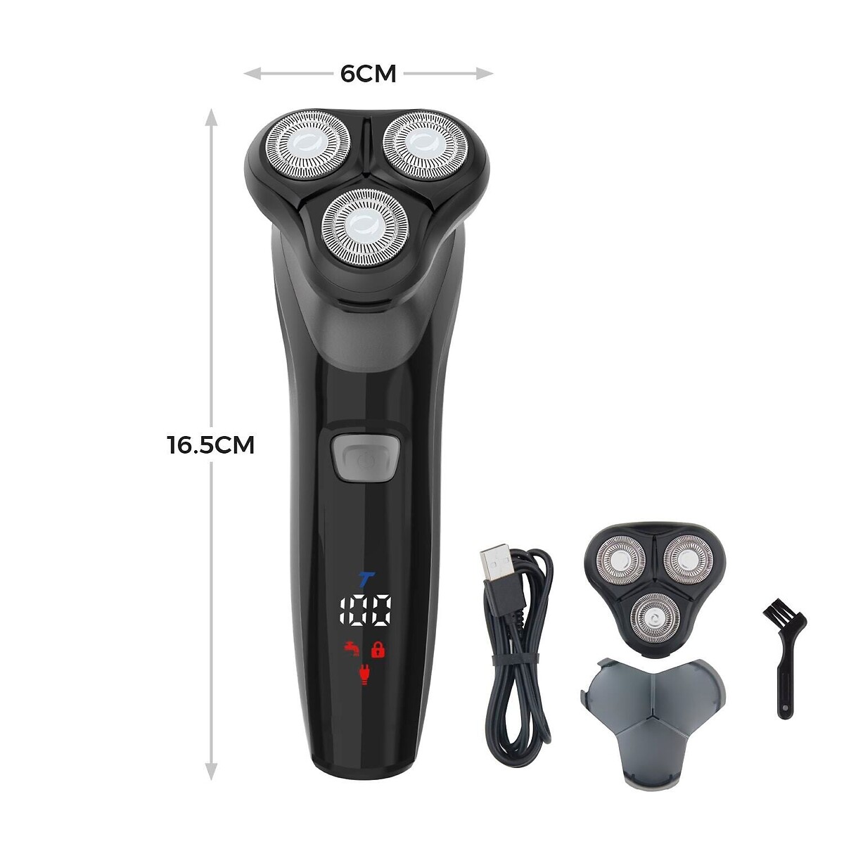 Professional IPX7 Rotary Shave black, CARMEN