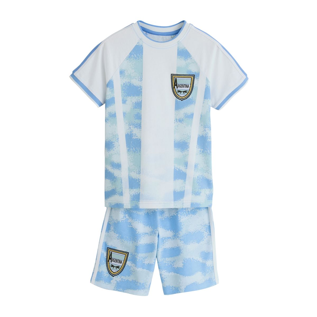 Pyjama short à motif football argentine bleue et blanche, NEXT