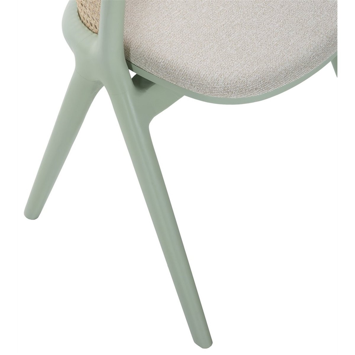Chaise en hêtre et rotin vert, naturel et beige, RECOLLECTION