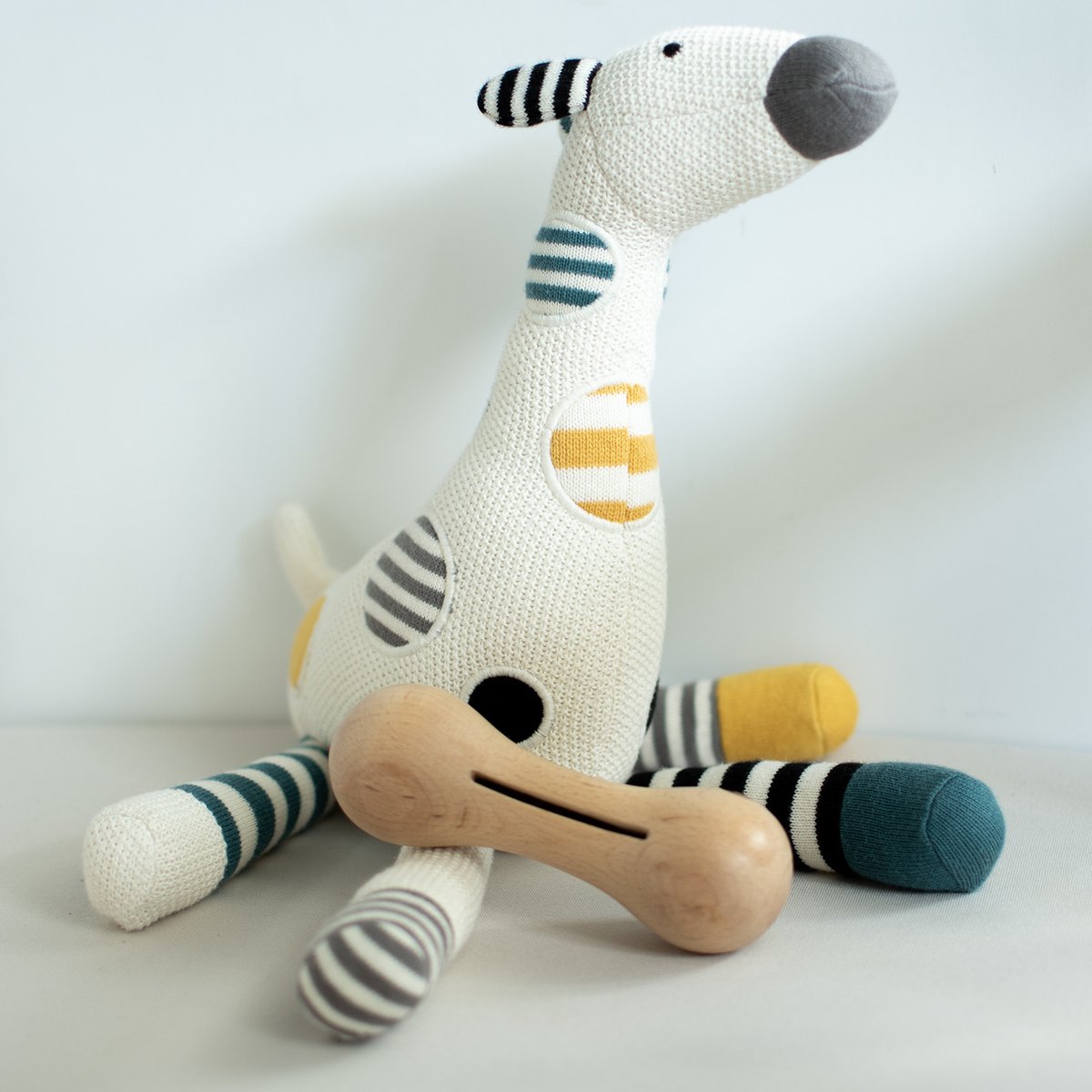 Coffret de 3 hochets en coton et bois naturel SENSO elephant, SEVIRA KIDS