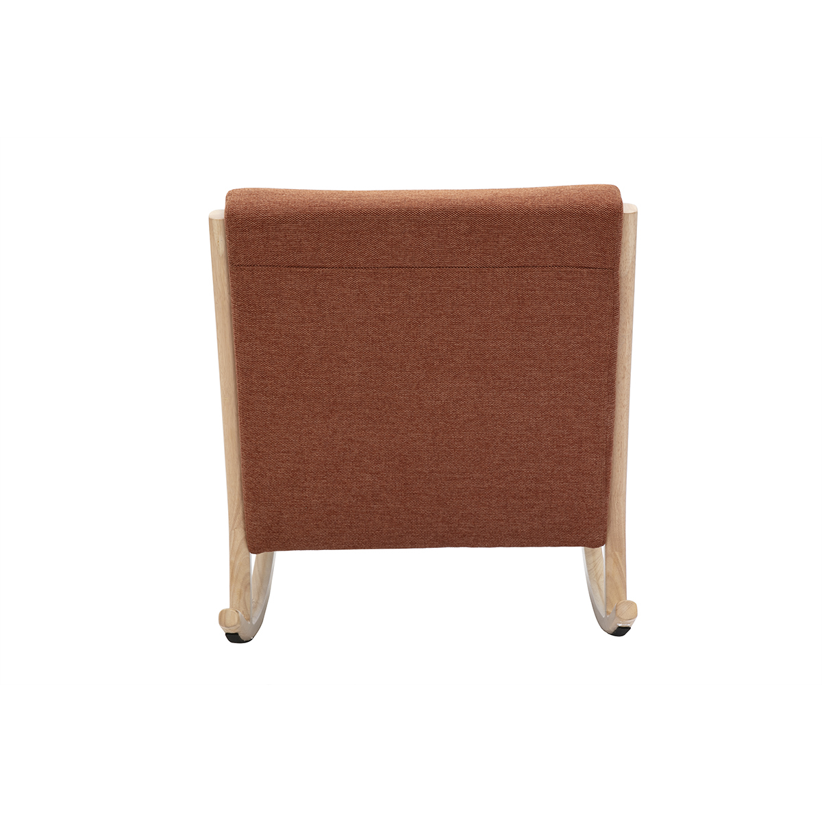 Rocking chair scandinave en tissu effet velours et bois clair massif DERRY terra cotta, MILIBOO
