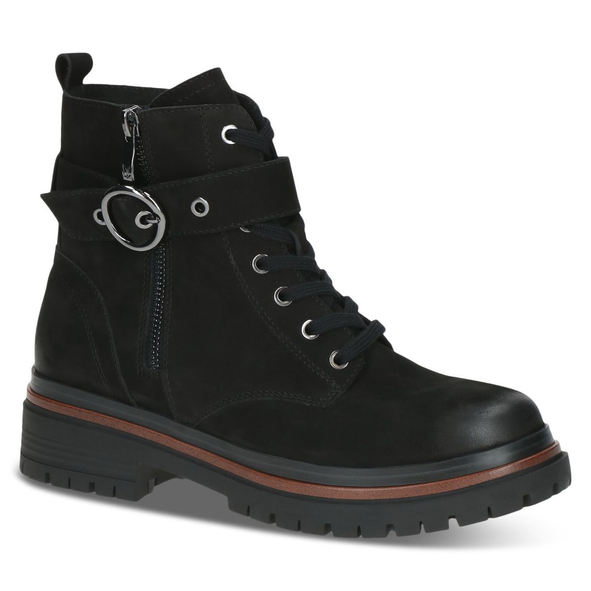 Bottine en cuir noir nubuck, CAPRICE
