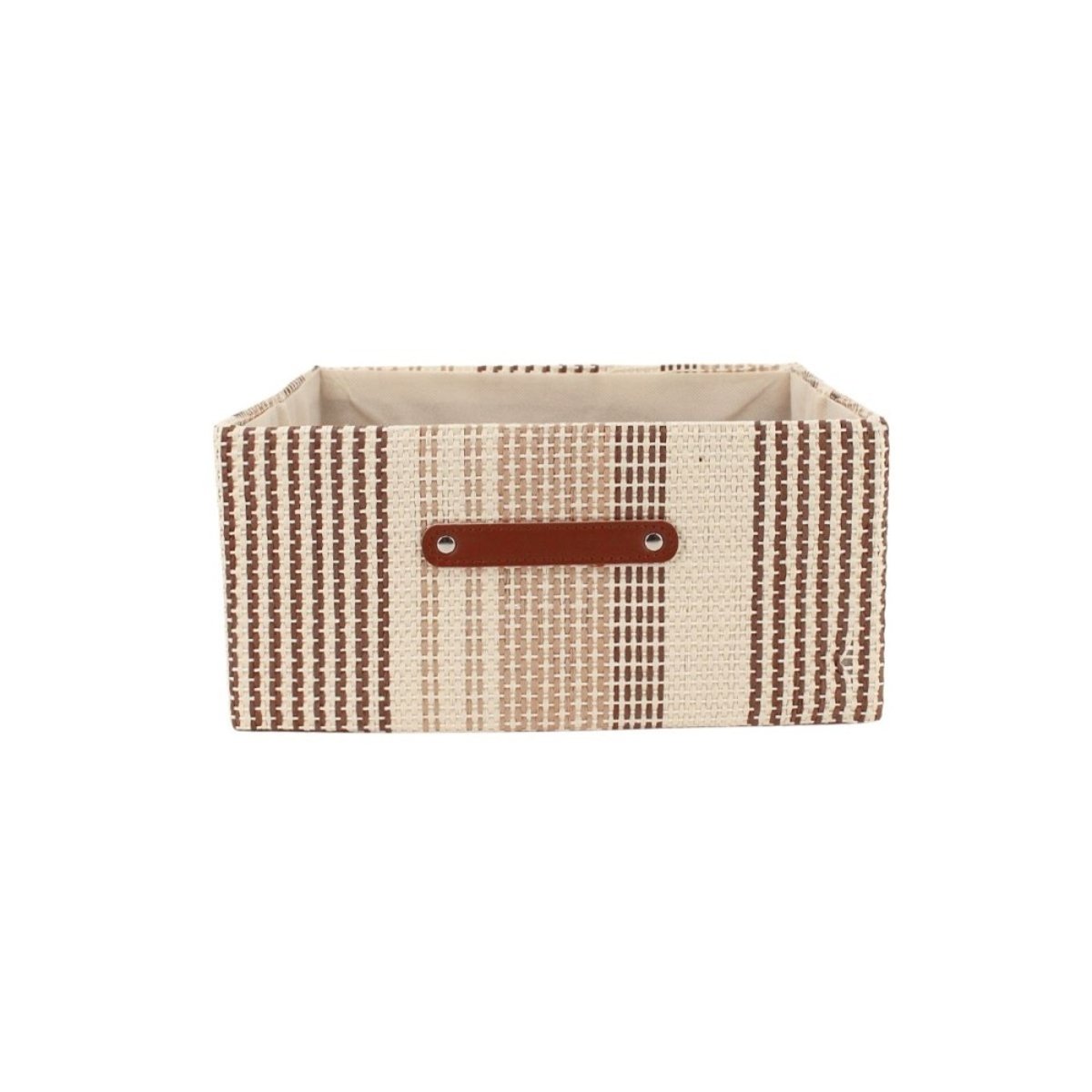 Demi panier cube en tissage papier 31x31x15cm beige, ORNAMI