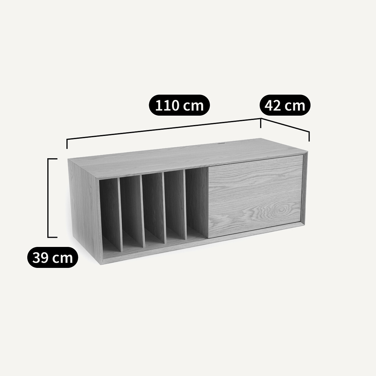 Archivita XL Vinyl Cabinet W110 X D42cm natural oak, AM.PM
