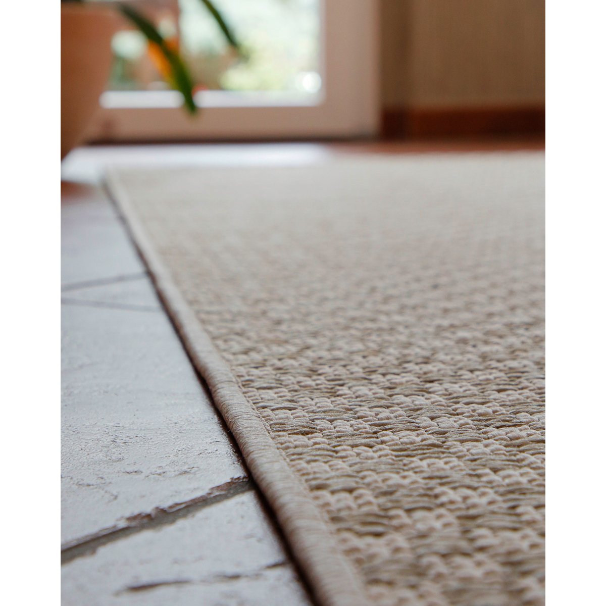 Tapis tissé plat intérieur extérieur ,  Miami South Beach beige crème, WECON HOME