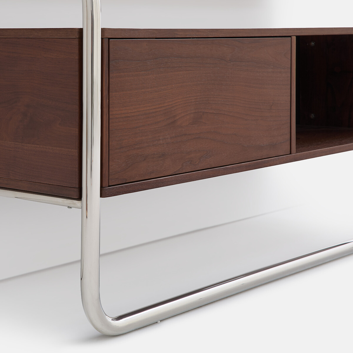Meuble TV caisson 1 porte, largeur 120 cm, GIORGIO coloris noyer/chrome, LA REDOUTE INTERIEURS