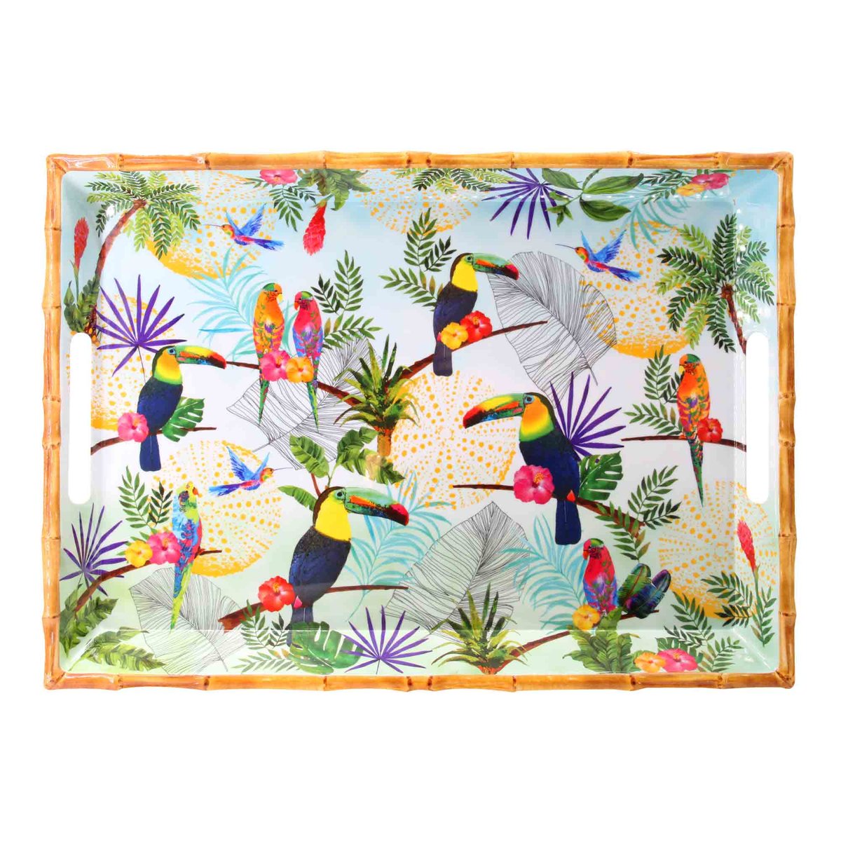 Grand plateau en mélamine avec poignées Rio 50 cm multicolore, LES JARDINS DE LA COMTESSE