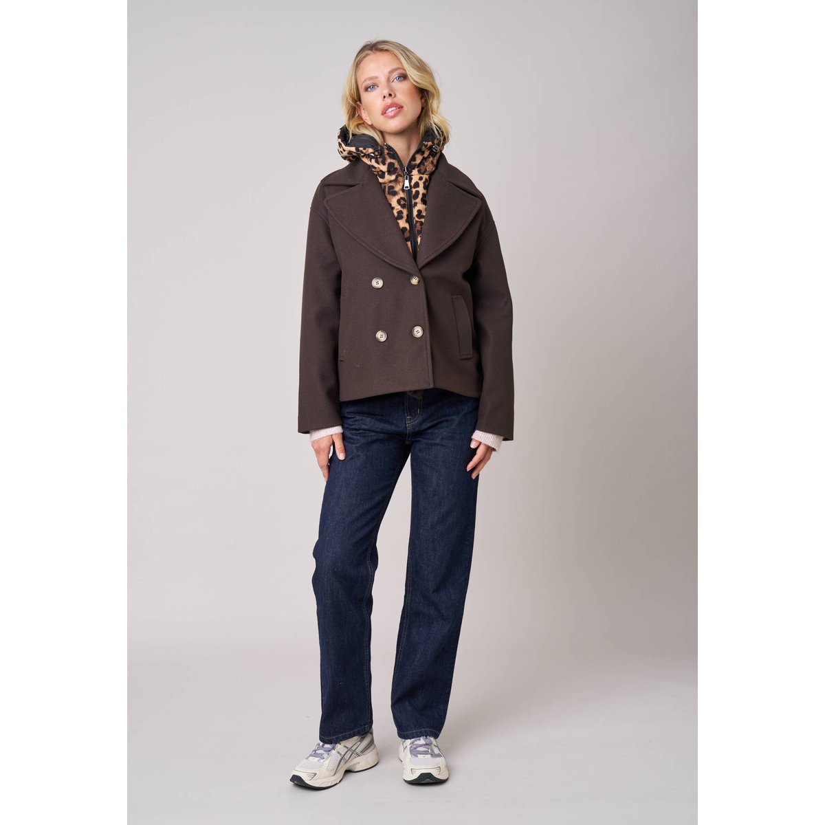 Cache-cou réversible zippé femme imprimé léopard MANISSA black, DEELUXE