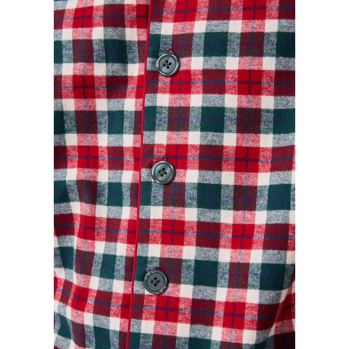 Pyjama en flanelle grattée pur coton multicolore rouge carreaux, DAMART