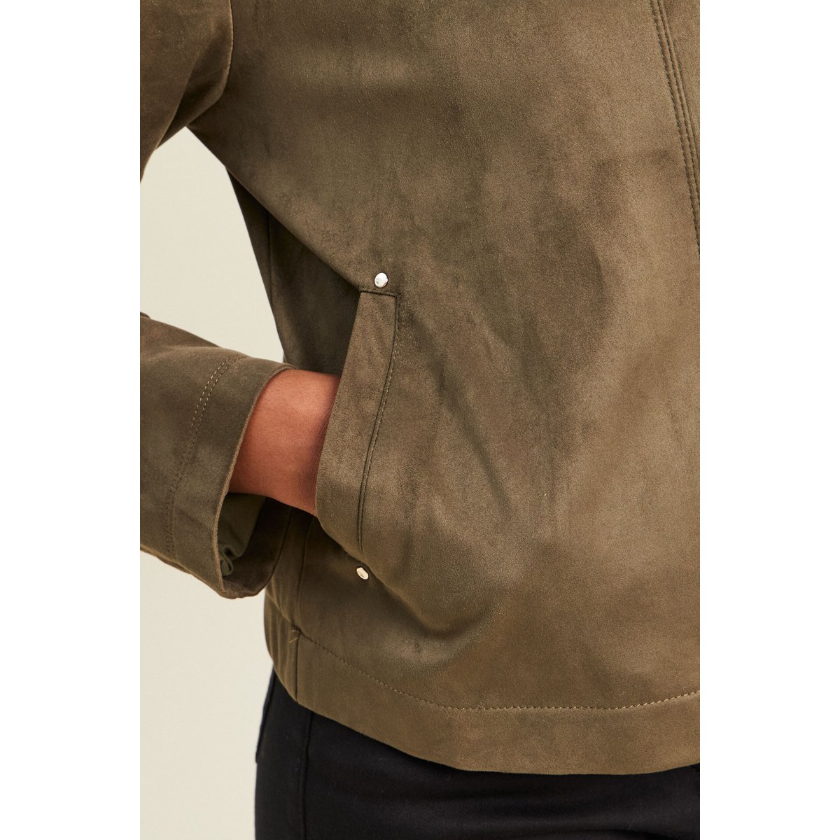 Veste ample col montant doublée vert kaki, BREAL
