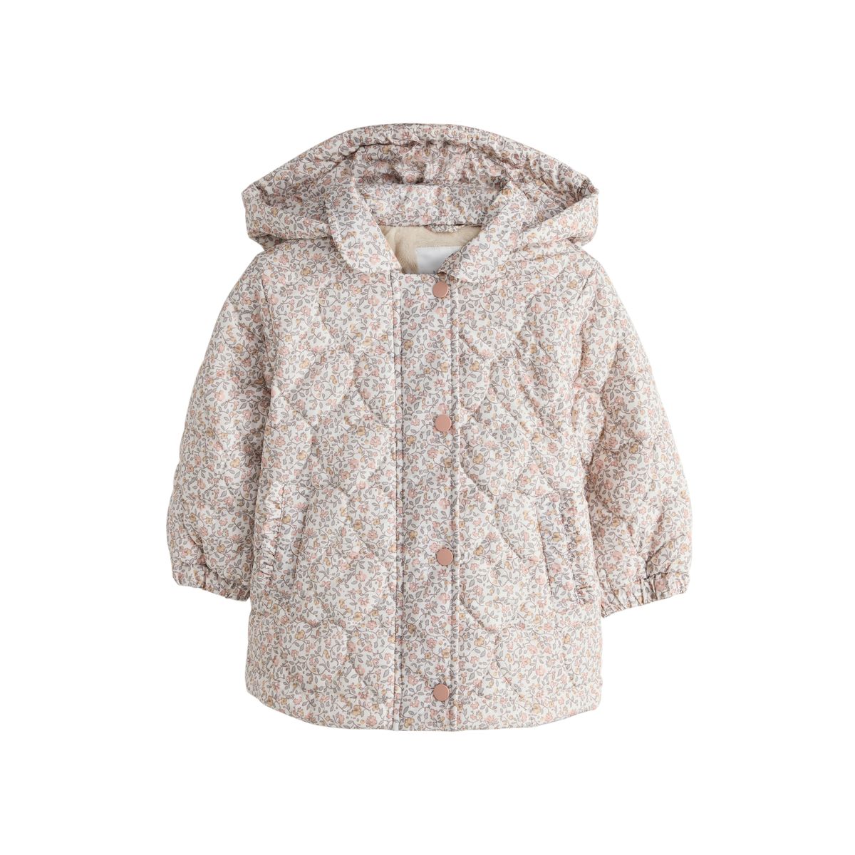 Manteau matelassé imperméable rose motif fleurs, NEXT