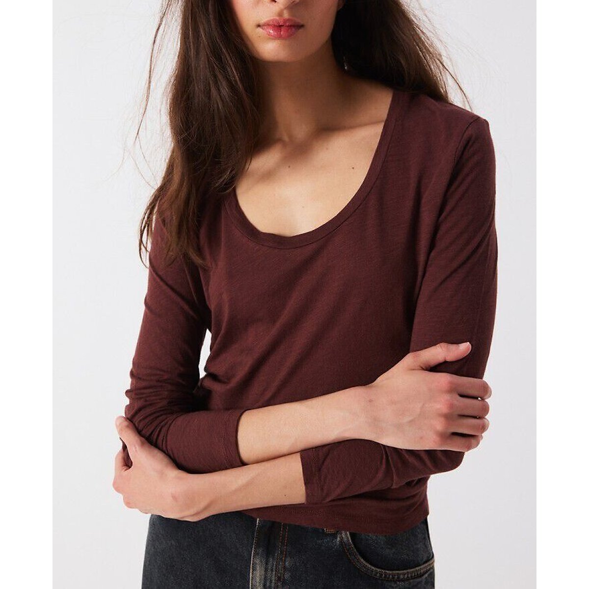 Jacksonsville Long Sleeve U-Neck T-Shirt crimson, AMERICAN VINTAGE