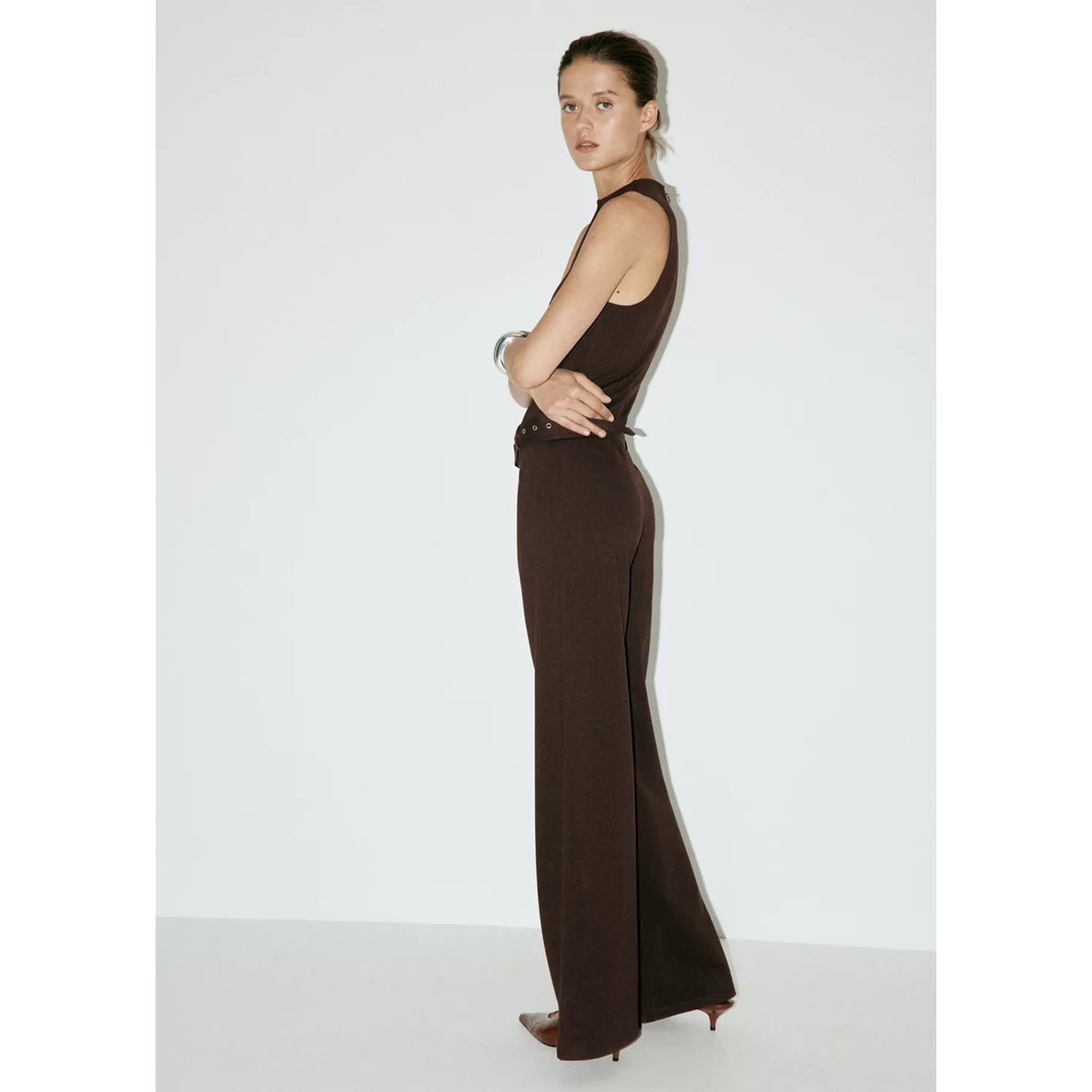 Combinaison ceinture boucle marron, MANGO