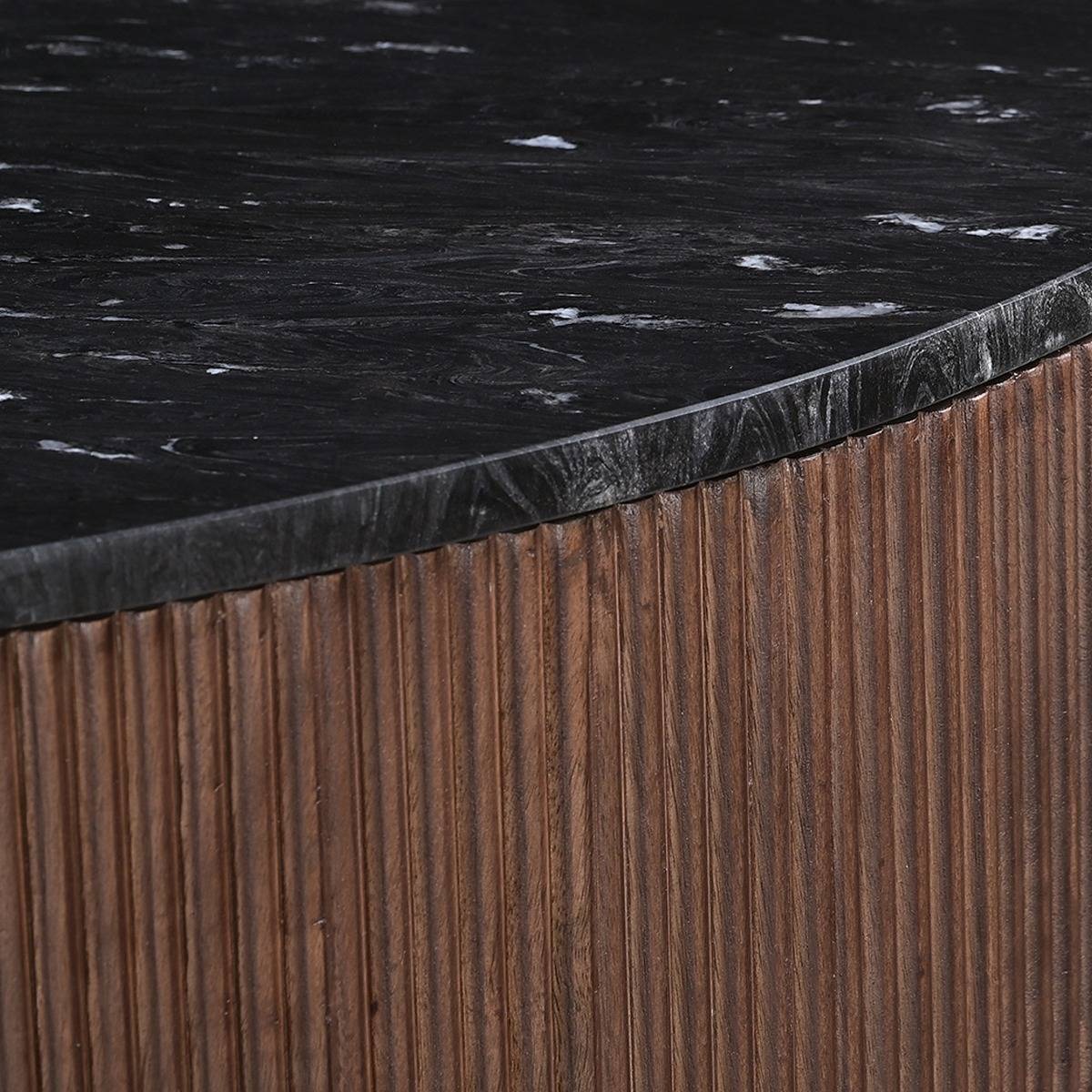 Meuble bar en bois de manguier et en marbre NÉRALY bois foncé, MADE IN MEUBLES