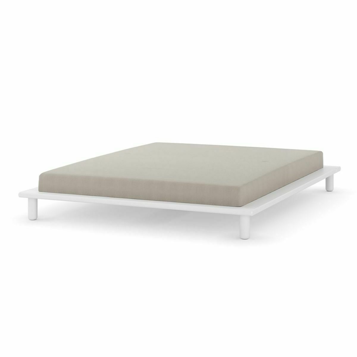 Pack lit 2 places futon avec matelas Bois massif  PAOLO blanc, AKITEN RETAIL