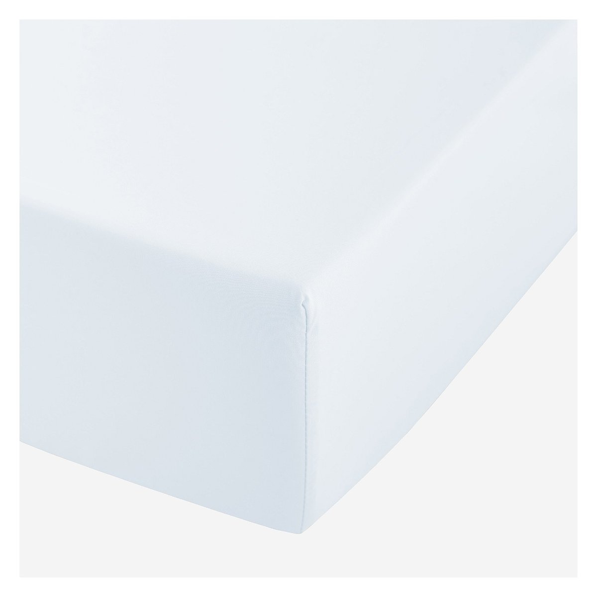 Drap housse en percale de coton AMANCE blanc, HABITAT
