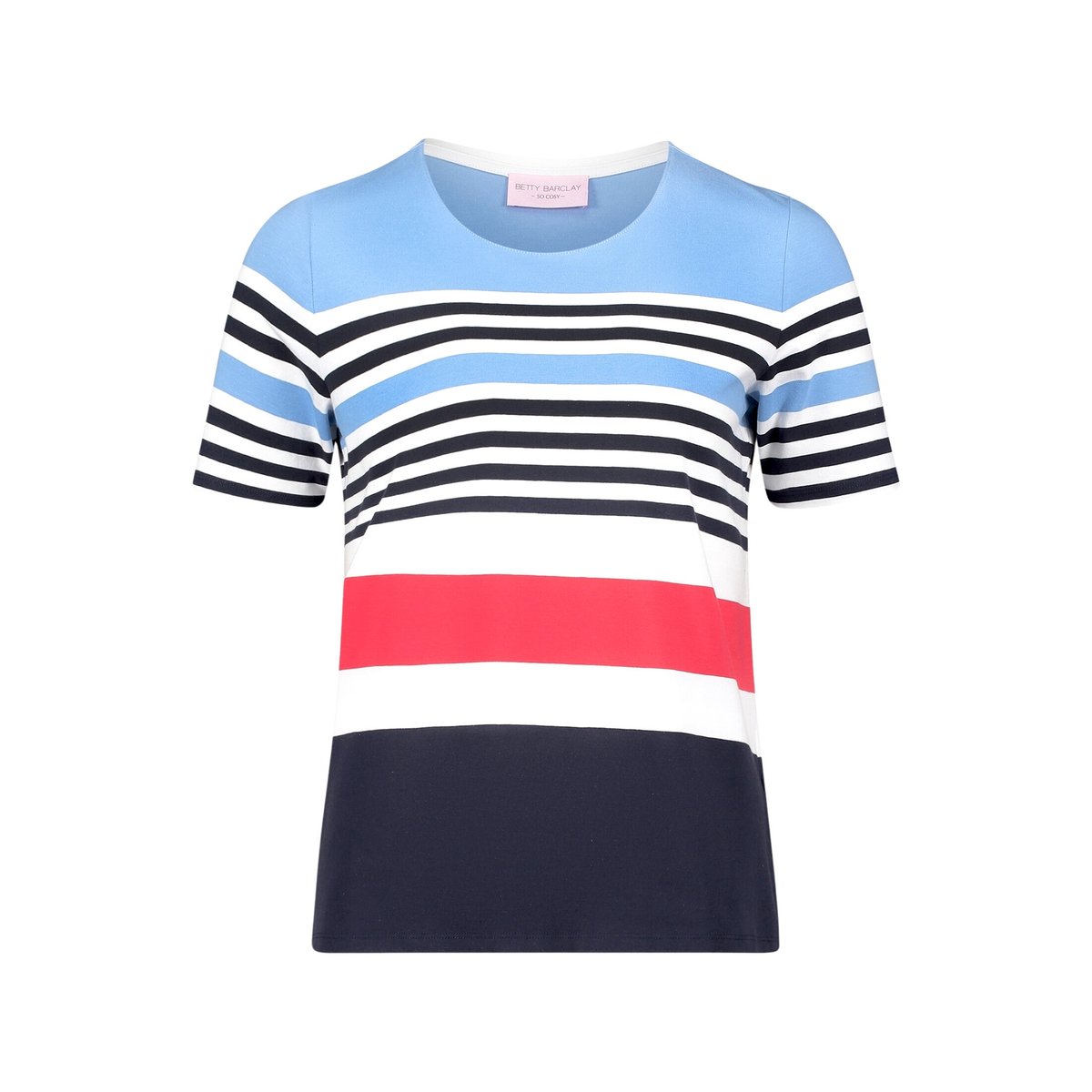 T-shirt basique à rayures horizontales bleu/rouge, BETTY BARCLAY