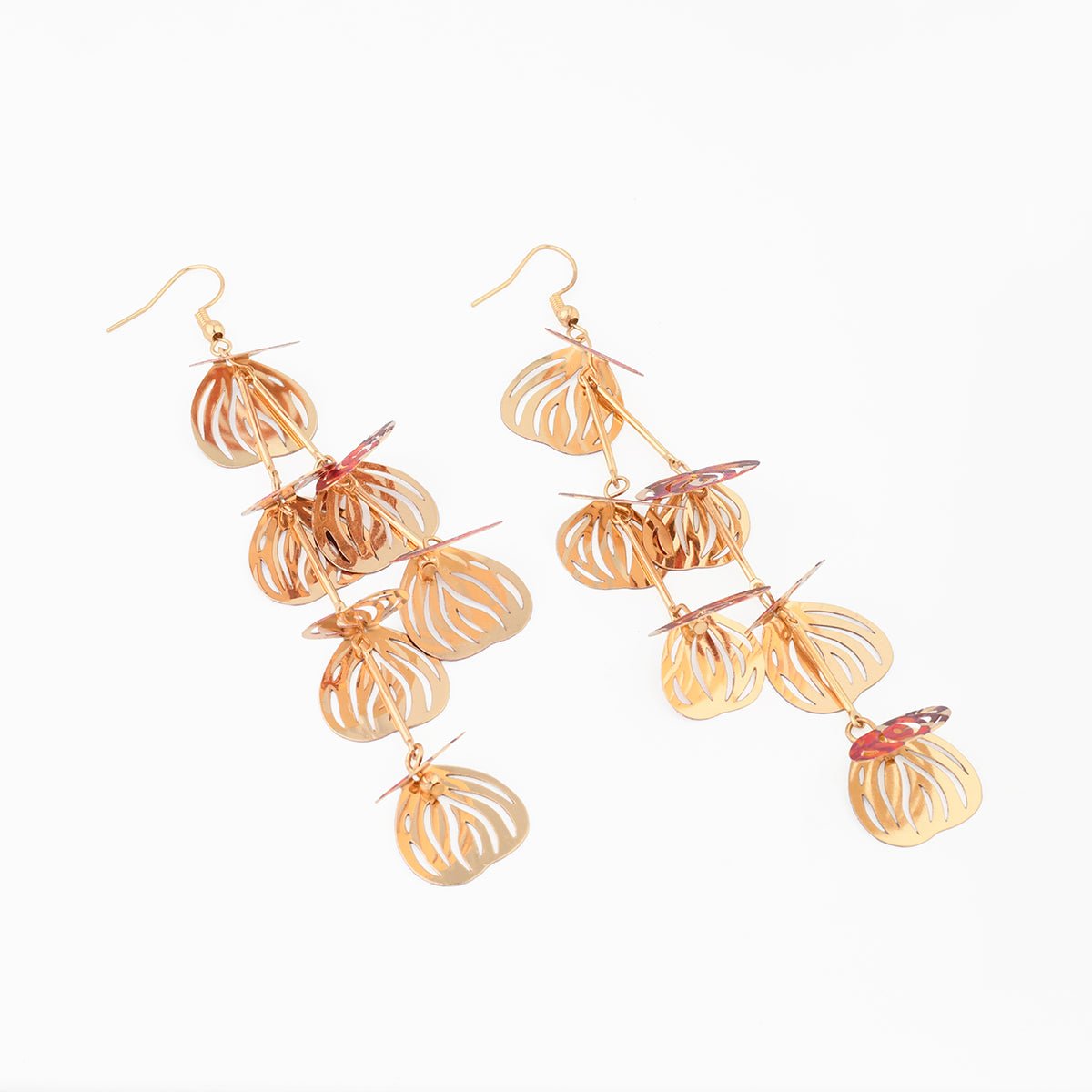 Boucles d'oreilles pétales Balagane imprimé feuillage bordeaux, BALABOOSTE