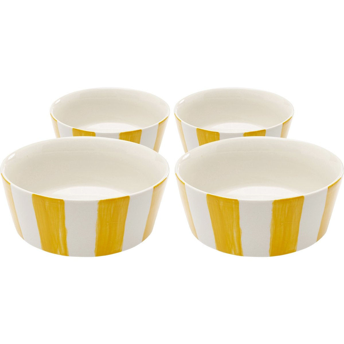Lot de 4 bols rayés, COCINA jaune, KARE DESIGN