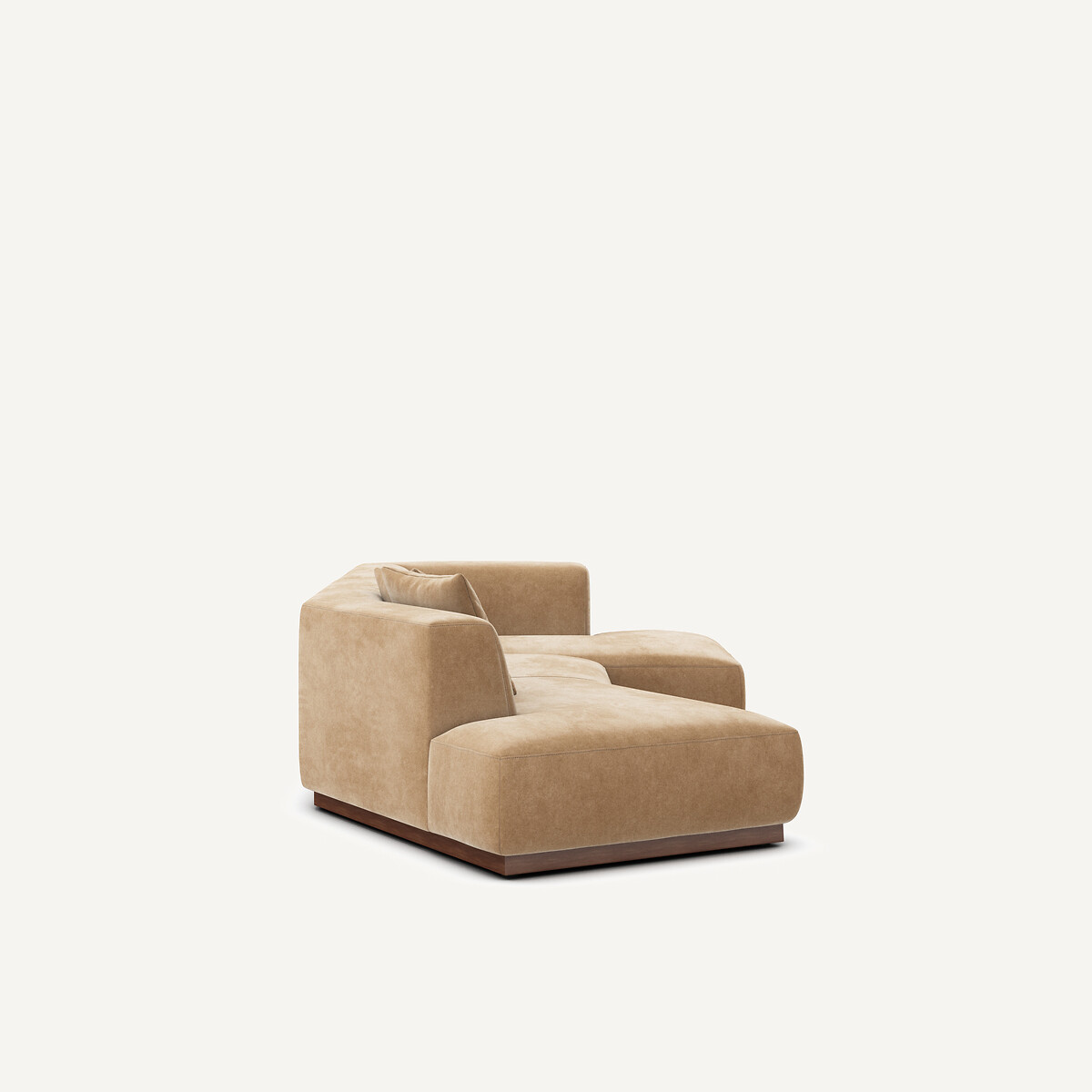 Canapé d'angle droit ouvert en velours stonewashed, JACOPO ficelle, AM.PM