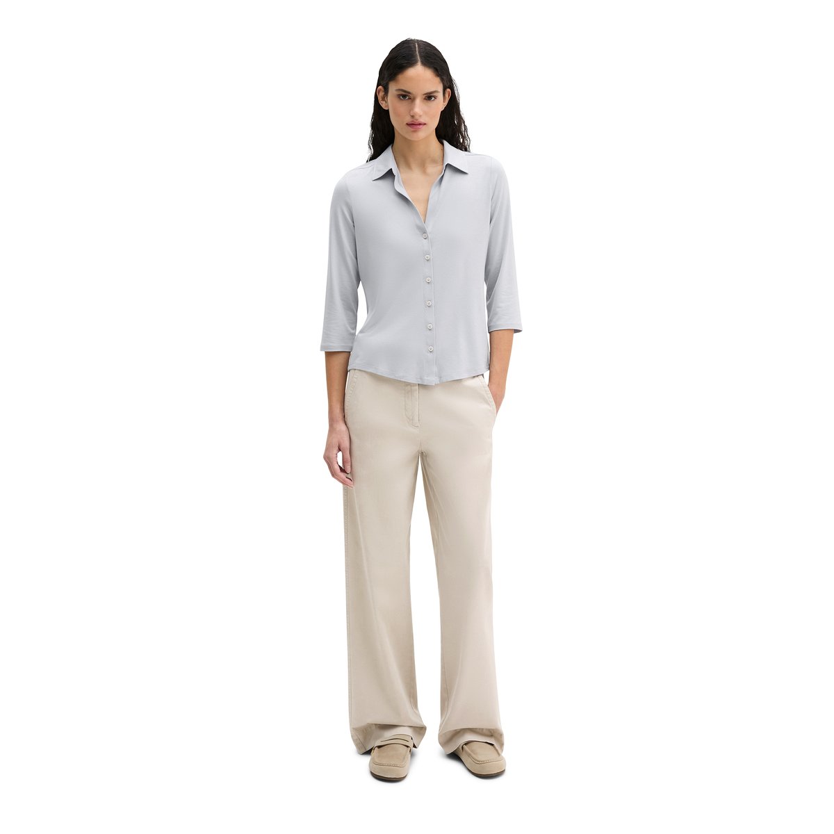 Blouse en jersey regular en LENZING™ ECOVERO™ gris, MARC O'POLO