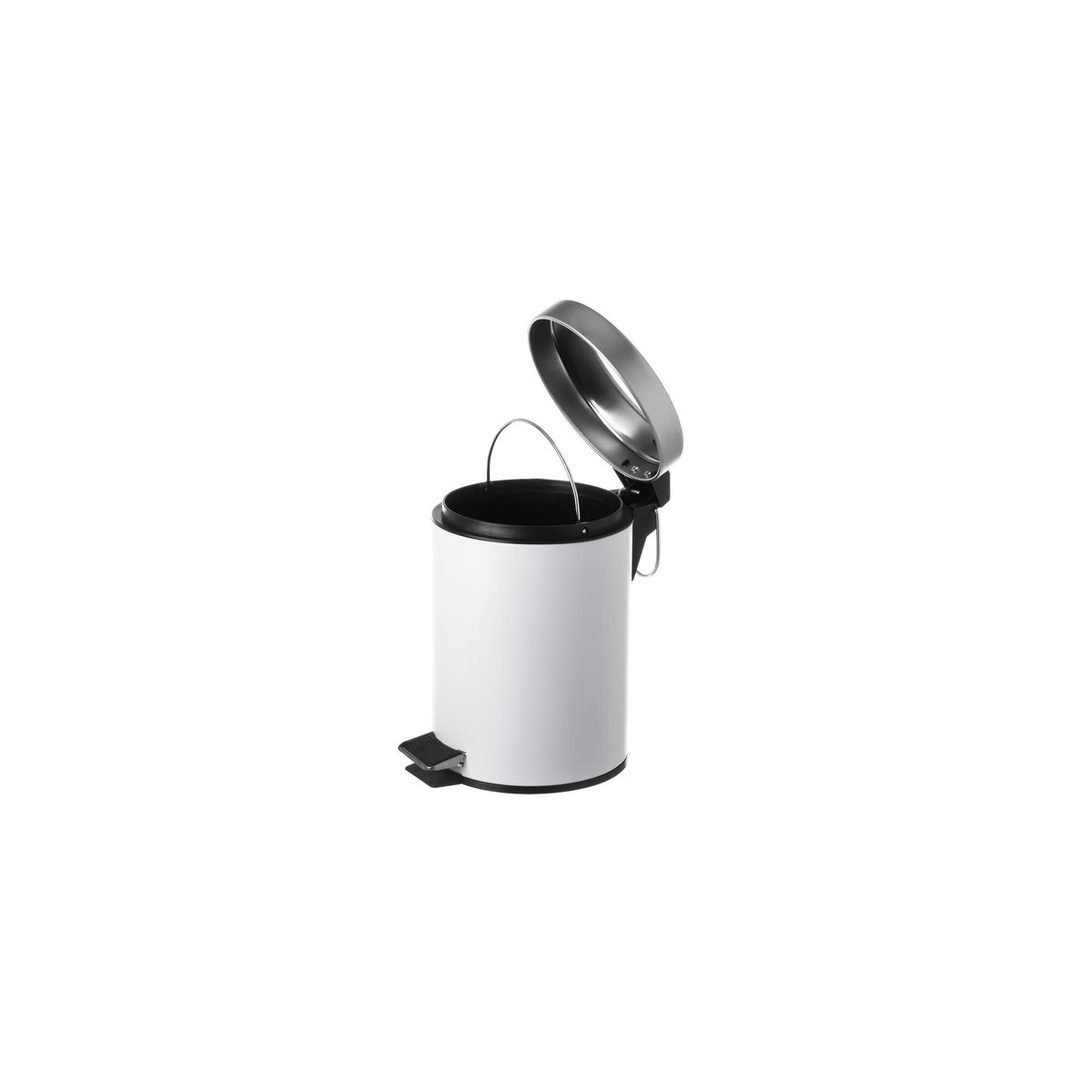 Poubelle Ronde à Pédale en Métal Blanc- 3L blanc, WADIGA