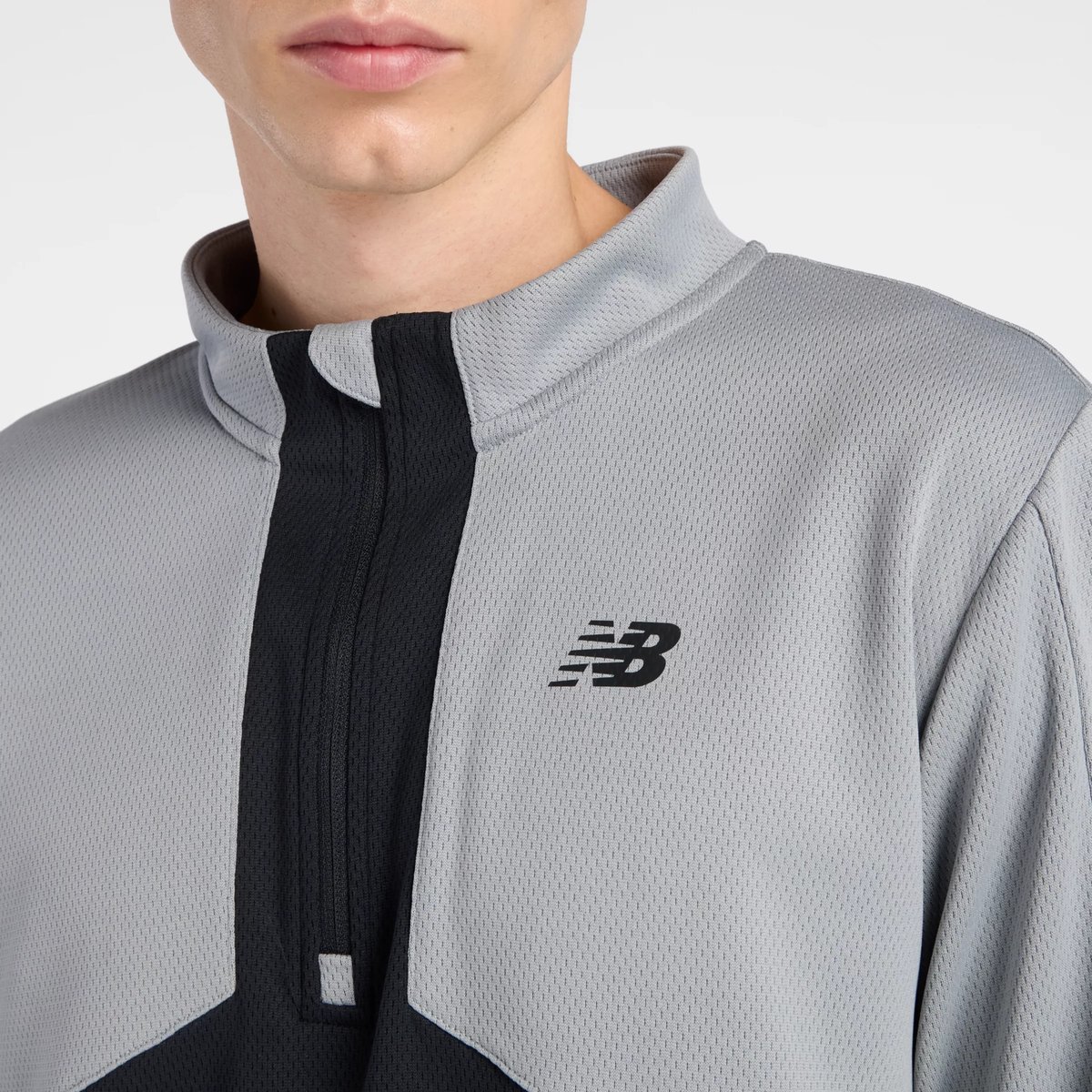 Utility Knit 1/4 Zip T-shirt col montant manches courtes. gris - yst, NEW BALANCE
