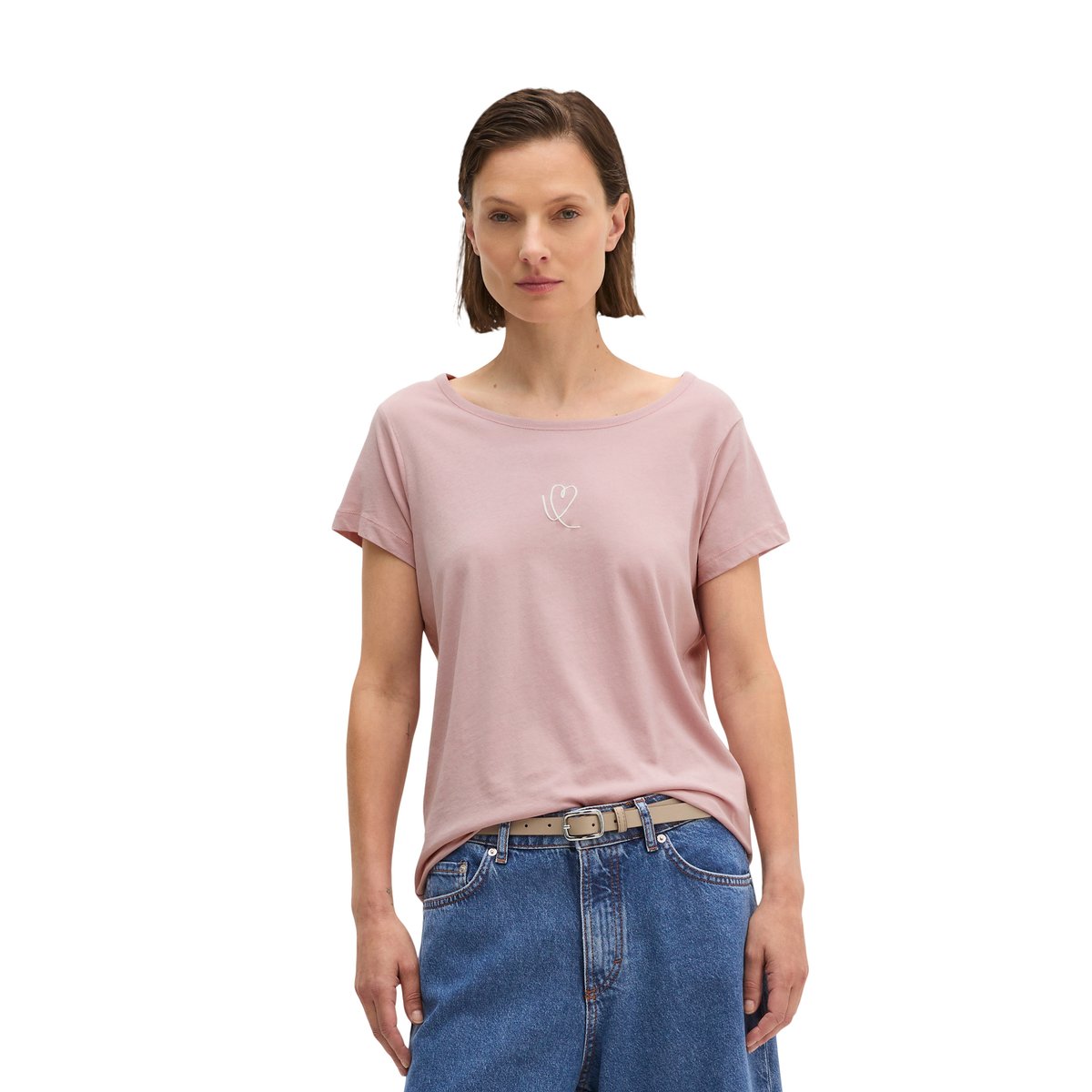 T-shirt regular en single jersey léger rose pale, MARC O'POLO