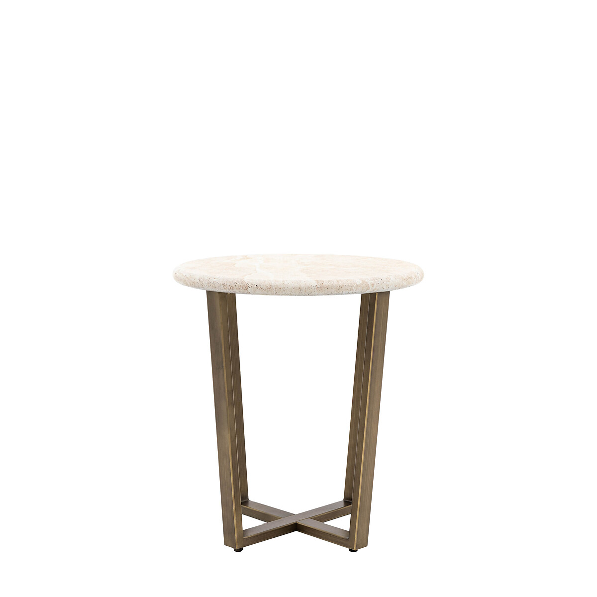 Mora Faux Travertine Side Table white marble, ÉDITÉ