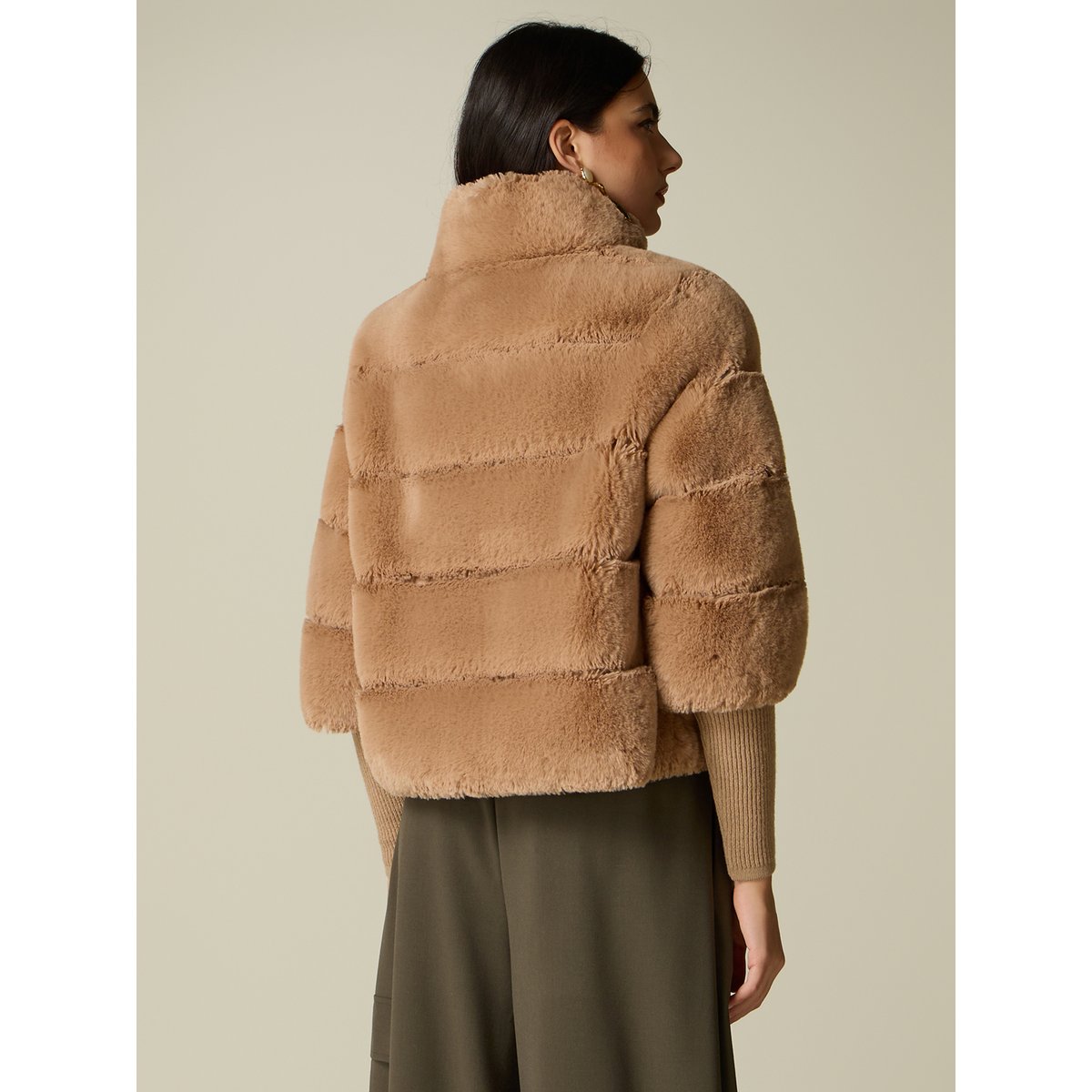 Veste courte effet peluche beige, OLTRE