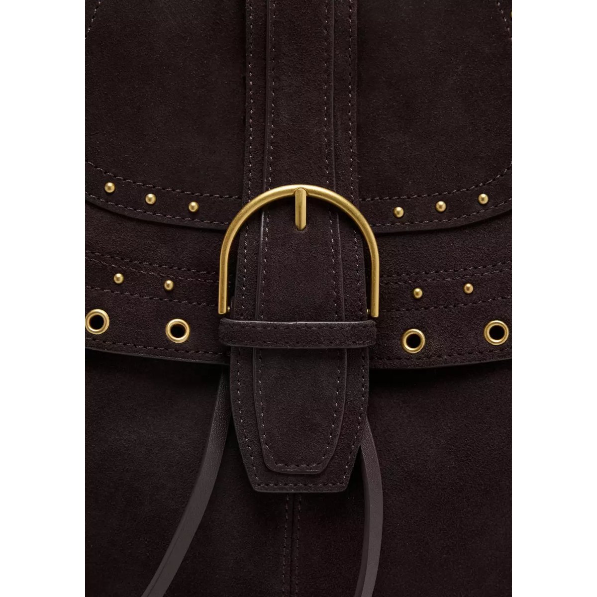 Sac clouté cuir chocolat, MANGO