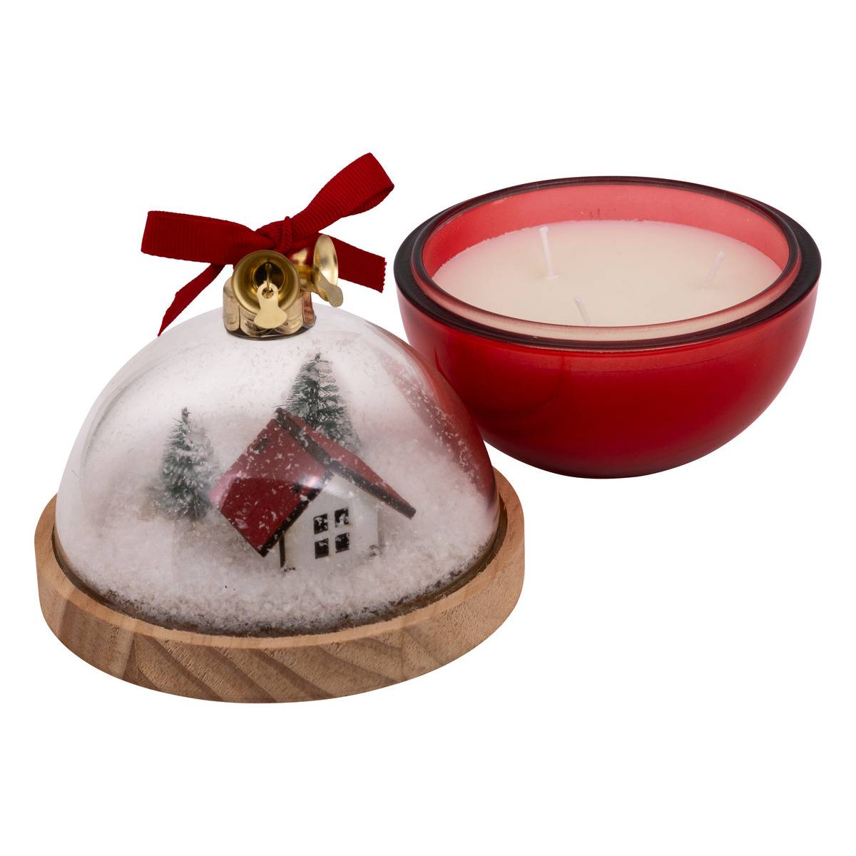 Bougie parfumée boule à neige 130g rouge, ATMOSPHERA