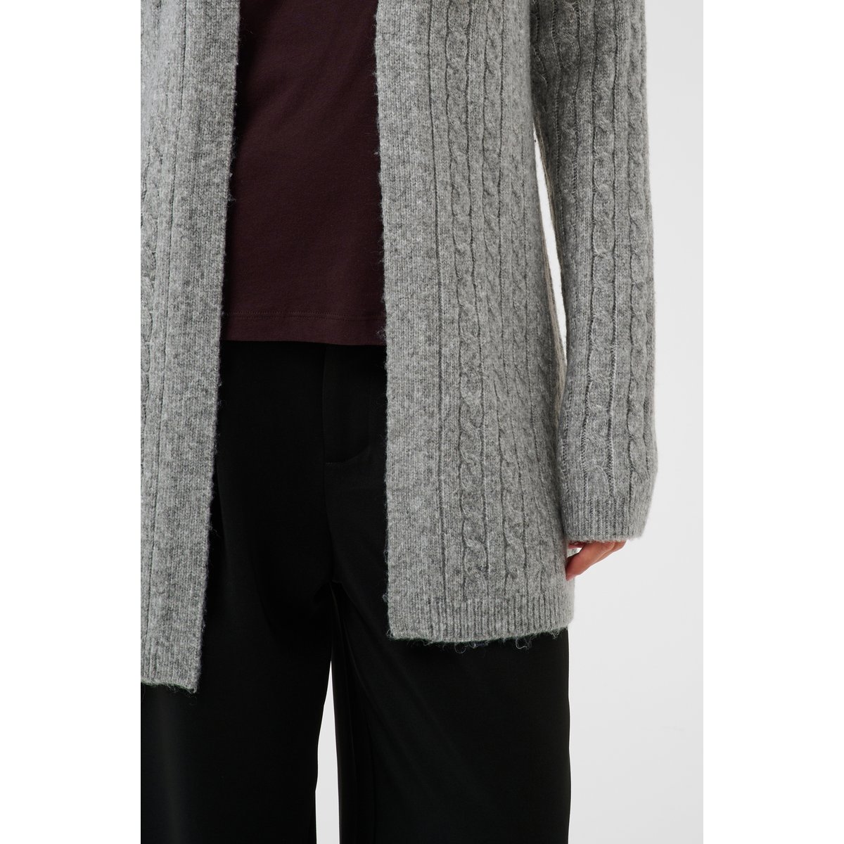 Cardigan à tricot gris grey melange, CREAM