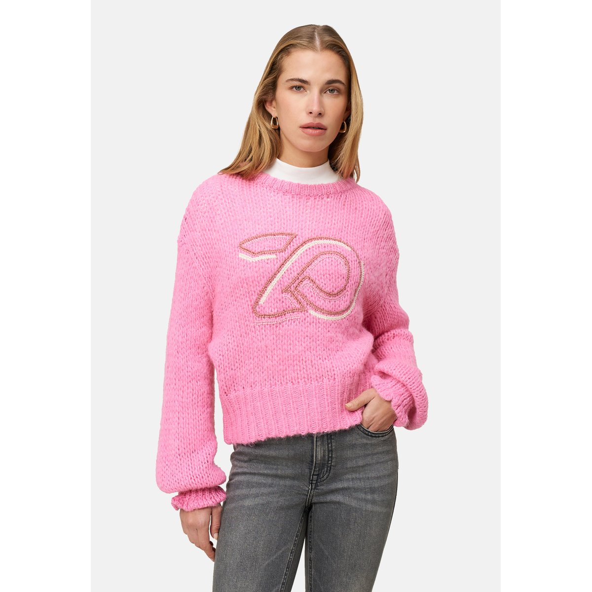 Pullover mit logostickerei patch pinkpink, ZERO