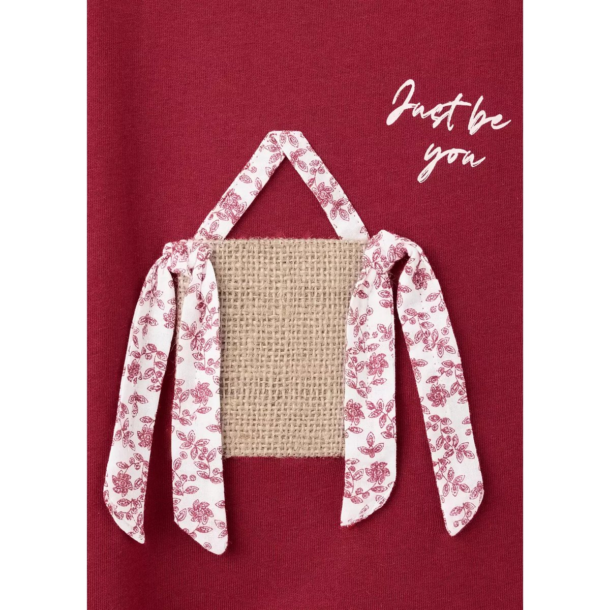 T-shirt en coton détail en relief grenat, MANGO KIDS
