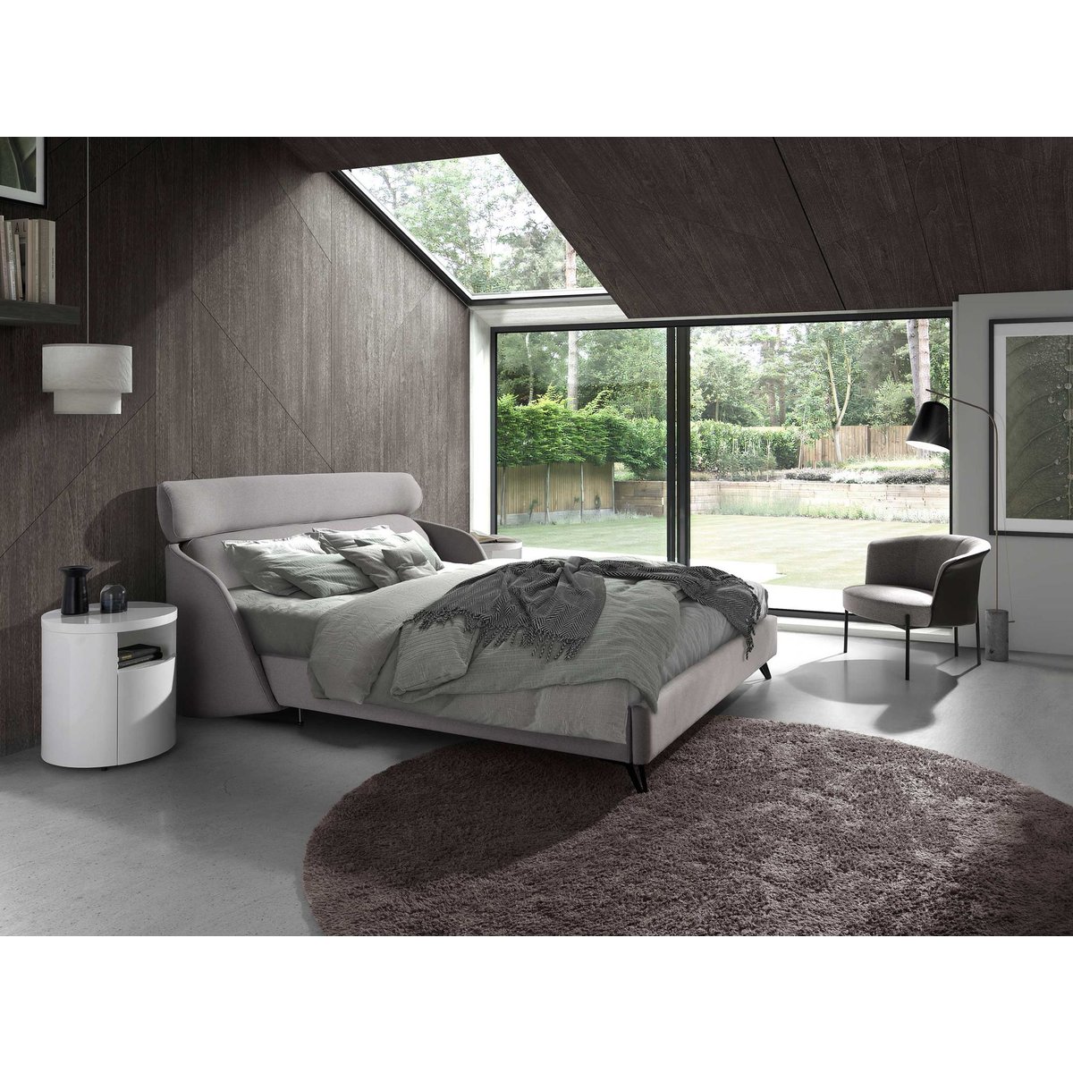 Lit en tissu gris clair light grey | black, ANGEL CERDA