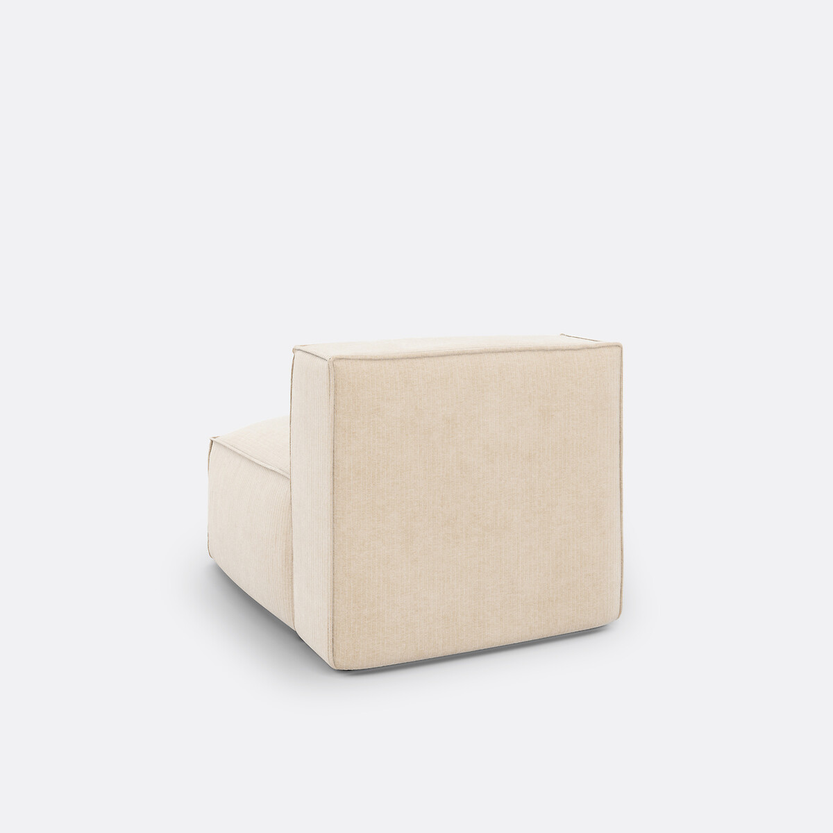 Fauteuil voor modulaire bank, in vintage ribfluweel, Seven ecru, LA REDOUTE INTERIEURS