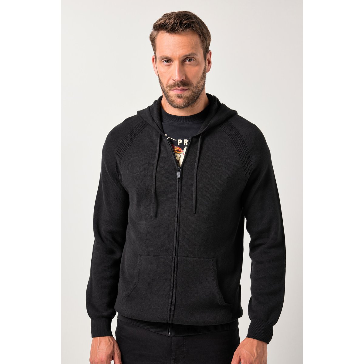 Cardigan en maille élastique noir, JP1880