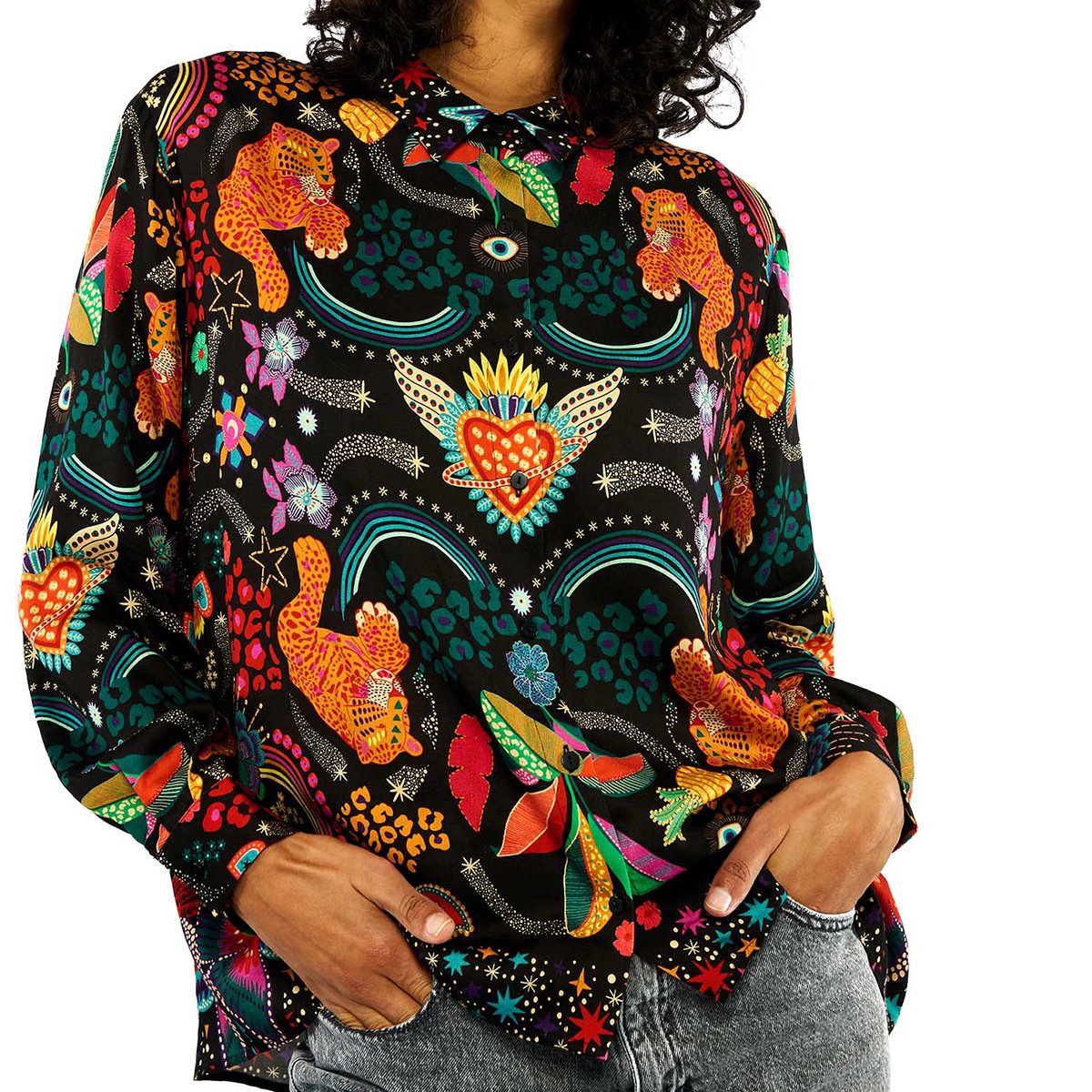 Chemise imprimé à motifs BONAVENTURE CRAZY WOLRD noir, WILD