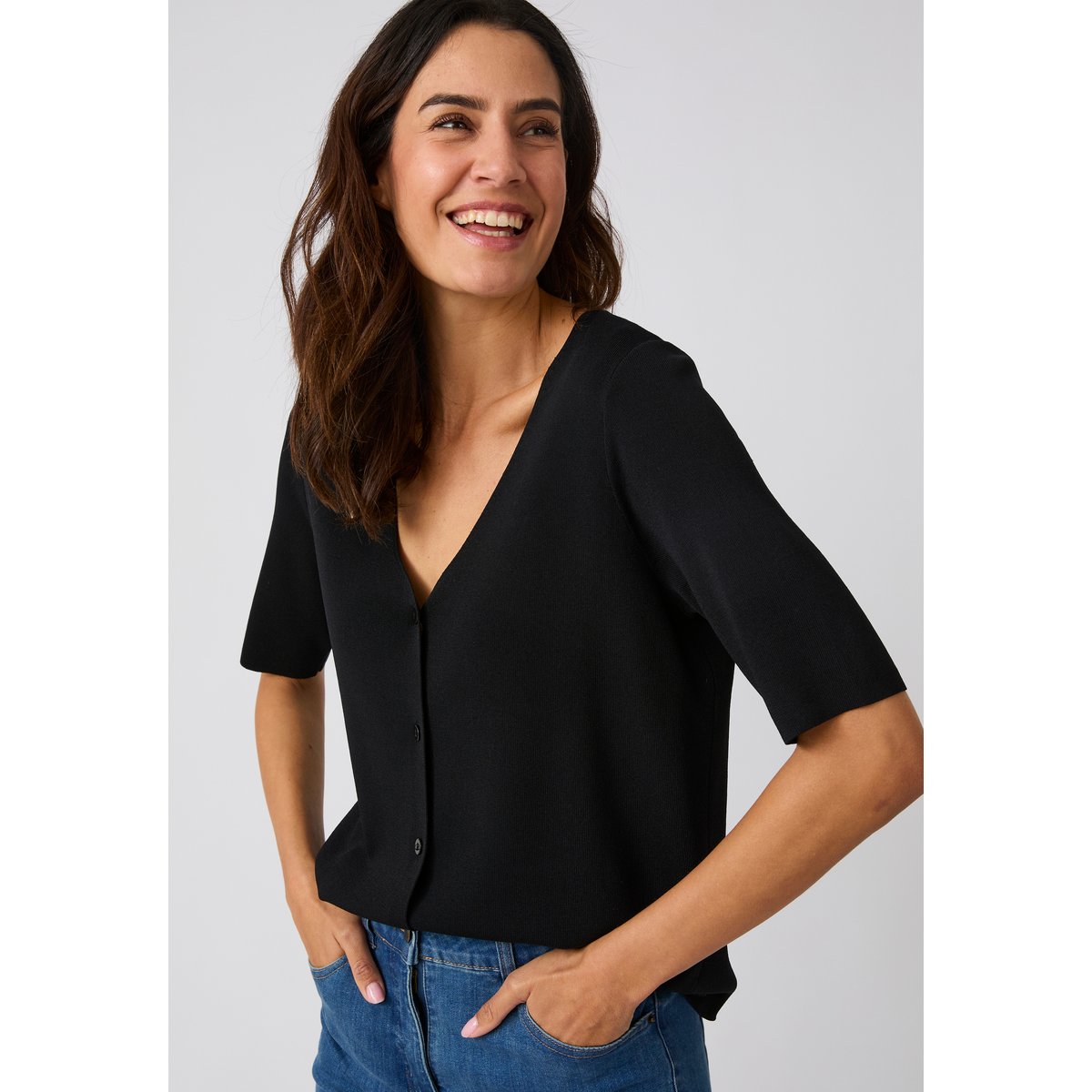 Gilet maille élégant noir, DAMART