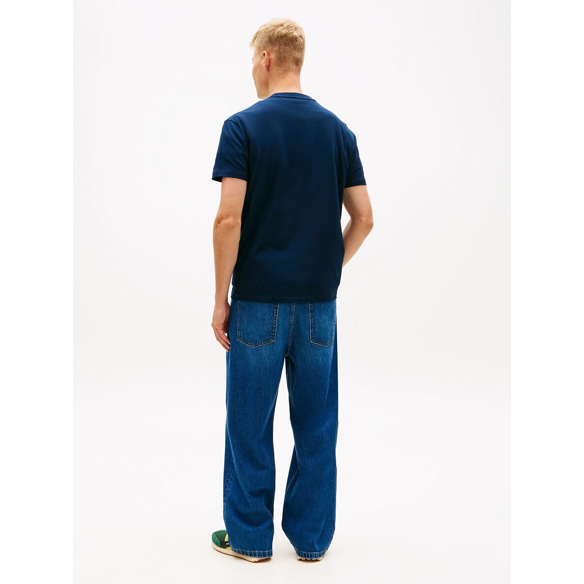 T-shirt Signature a maniche corte blu scuro, TOMMY JEANS