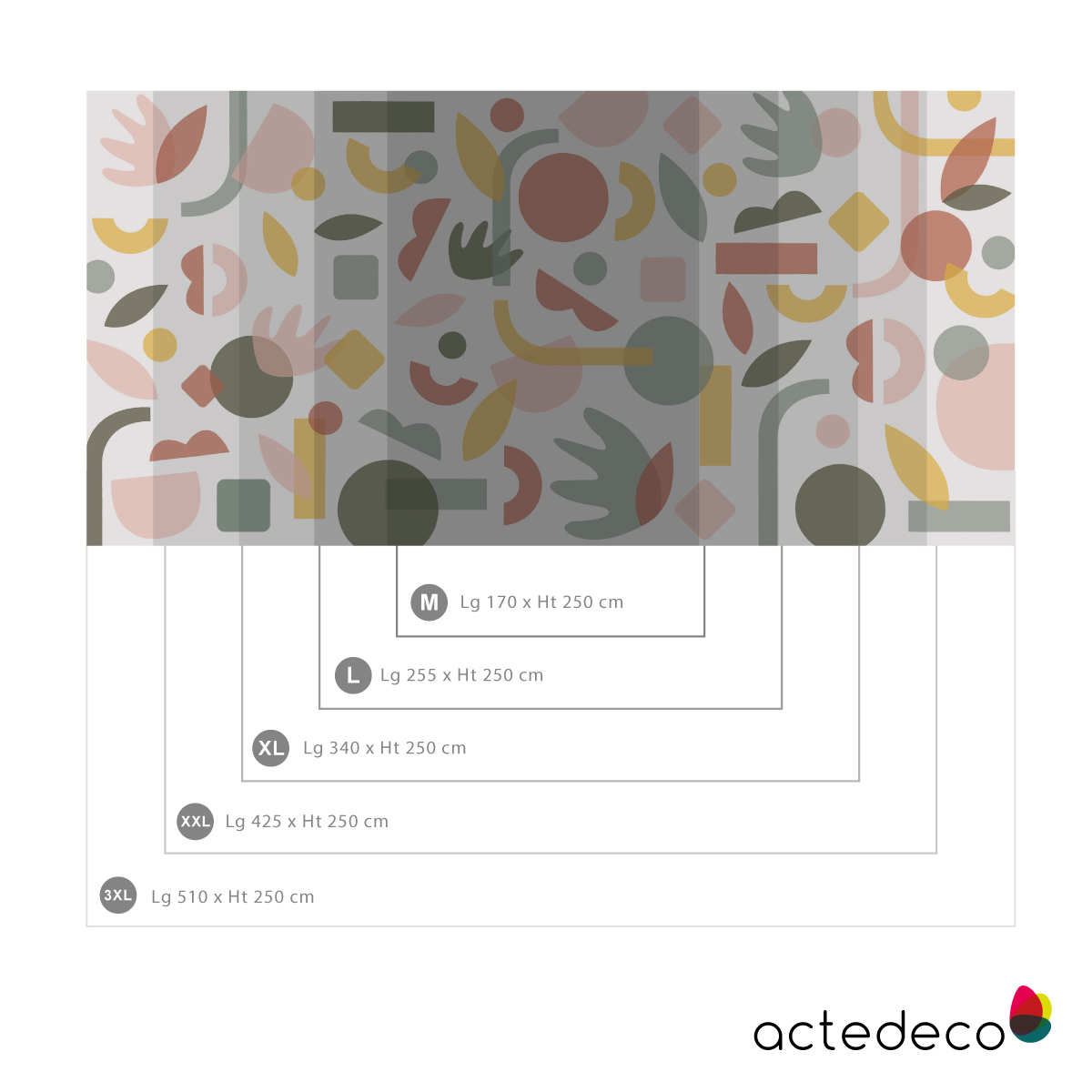 Papier peint Imagin,  510 x 250cm multicolore, ACTE DECO